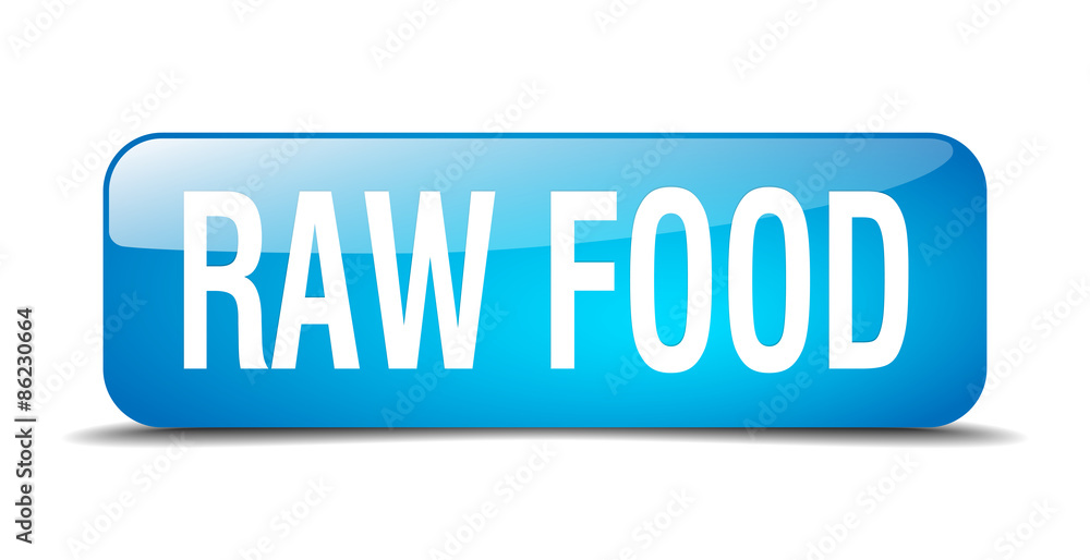 raw food blue square 3d realistic isolated web button raw food blue square 3d realistic isolated web button