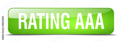 rating aaa green square 3d realistic isolated web button