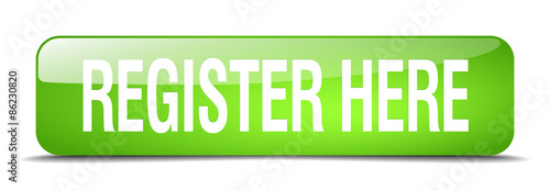 register here green square 3d realistic isolated web button