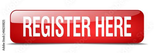 register here red square 3d realistic isolated web button