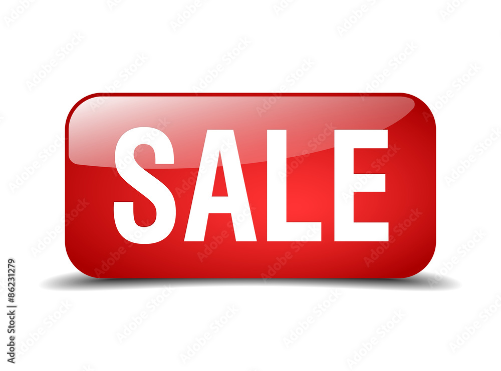 sale red square 3d realistic isolated web button sale red square 3d realistic isolated web button