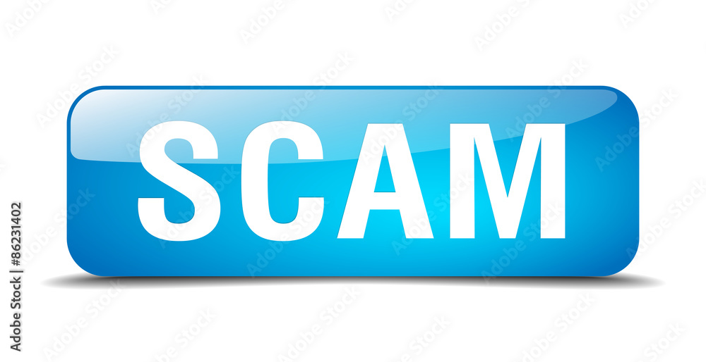 scam blue square 3d realistic isolated web button scam blue square 3d realistic isolated web button