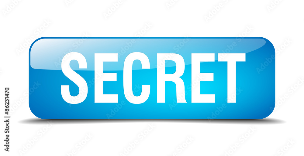 secret blue square 3d realistic isolated web button secret blue square 3d realistic isolated web button
