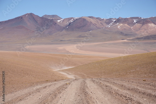 Empty road in Atacama Desert in Bolivia, South America