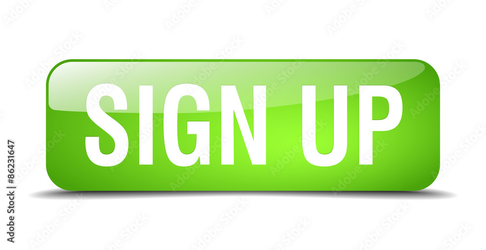 sign up green square 3d realistic isolated web button sign up green square 3d realistic isolated web button