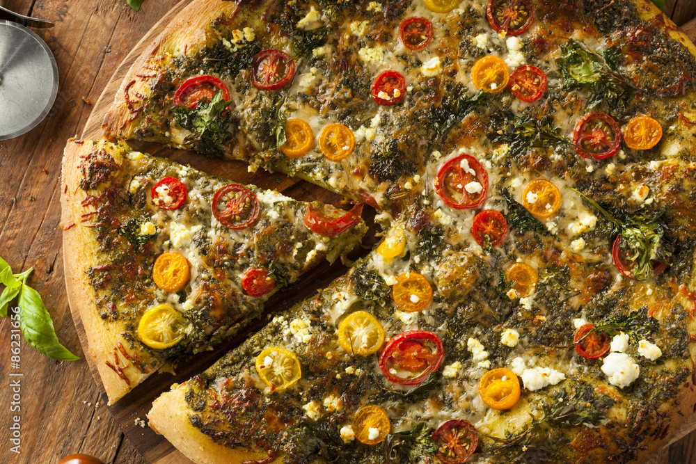 Fototapeta premium Homemade Grilled Pesto Pizza