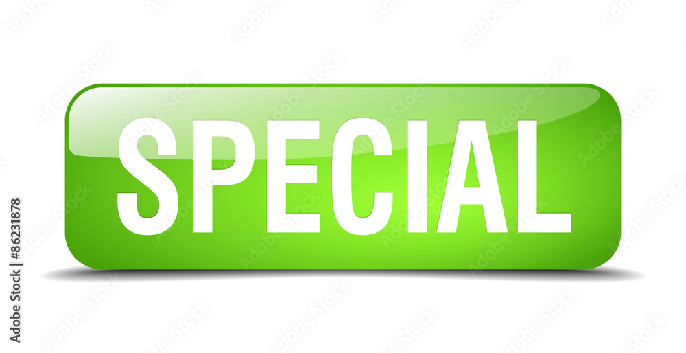 special green square 3d realistic isolated web button special green square 3d realistic isolated web button