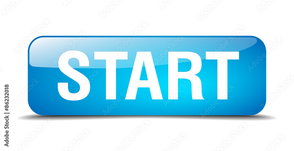start blue square 3d realistic isolated web button start blue square 3d realistic isolated web button