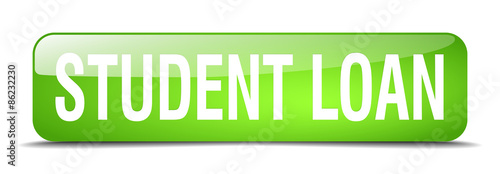 student loan green square 3d realistic isolated web button