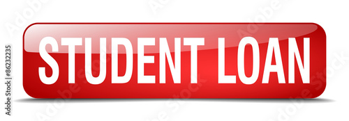 student loan red square 3d realistic isolated web button