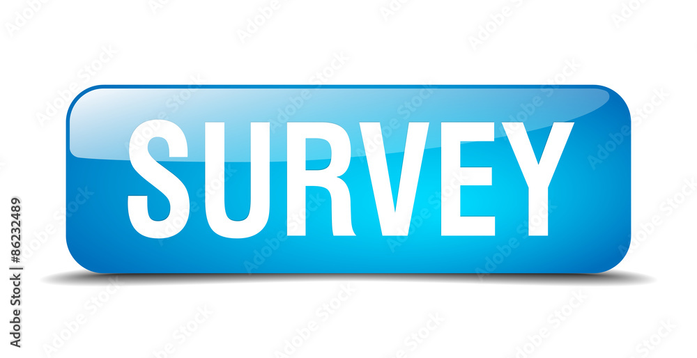 survey blue square 3d realistic isolated web button survey blue square 3d realistic isolated web button