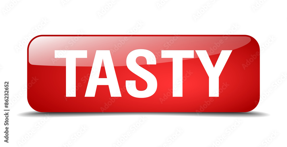 tasty red square 3d realistic isolated web button tasty red square 3d realistic isolated web button