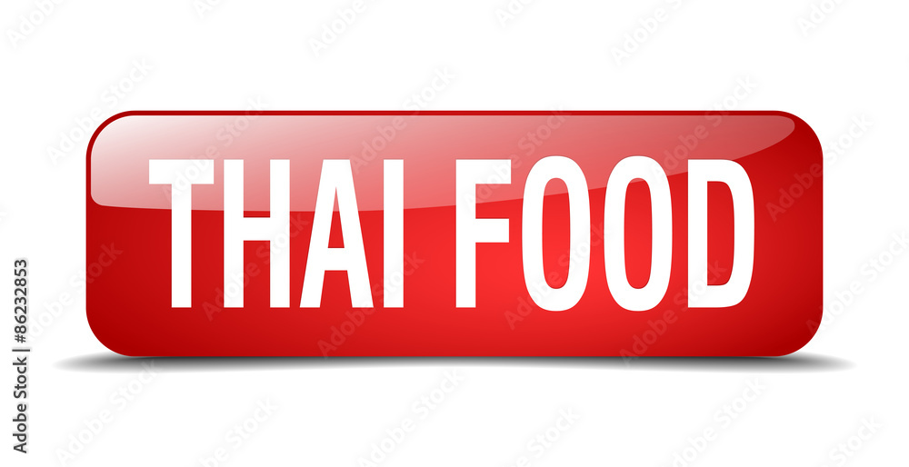 thai food red square 3d realistic isolated web button thai food red square 3d realistic isolated web button