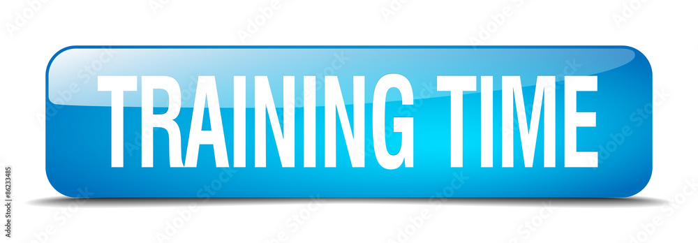 training time blue square 3d realistic isolated web button training time blue square 3d realistic isolated web button