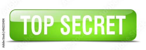 top secret green square 3d realistic isolated web button