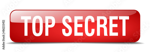 top secret red square 3d realistic isolated web button