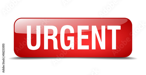 urgent red square 3d realistic isolated web button