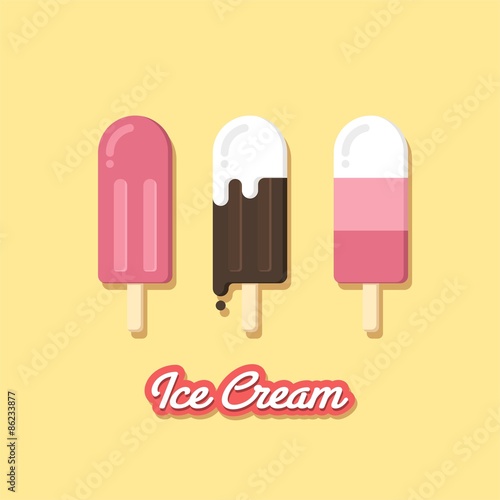 Ice cream set. Concept web banner and printed materials.