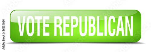 vote republican green square 3d realistic isolated web button