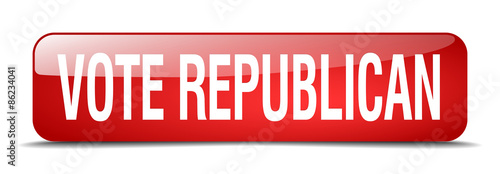 vote republican red square 3d realistic isolated web button