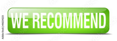 we recommend green square 3d realistic isolated web button