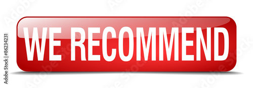 we recommend red square 3d realistic isolated web button