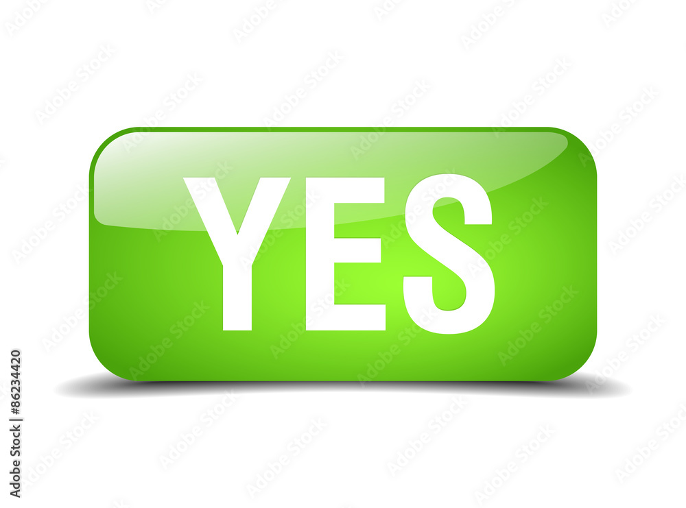 yes green square 3d realistic isolated web button yes green square 3d realistic isolated web button