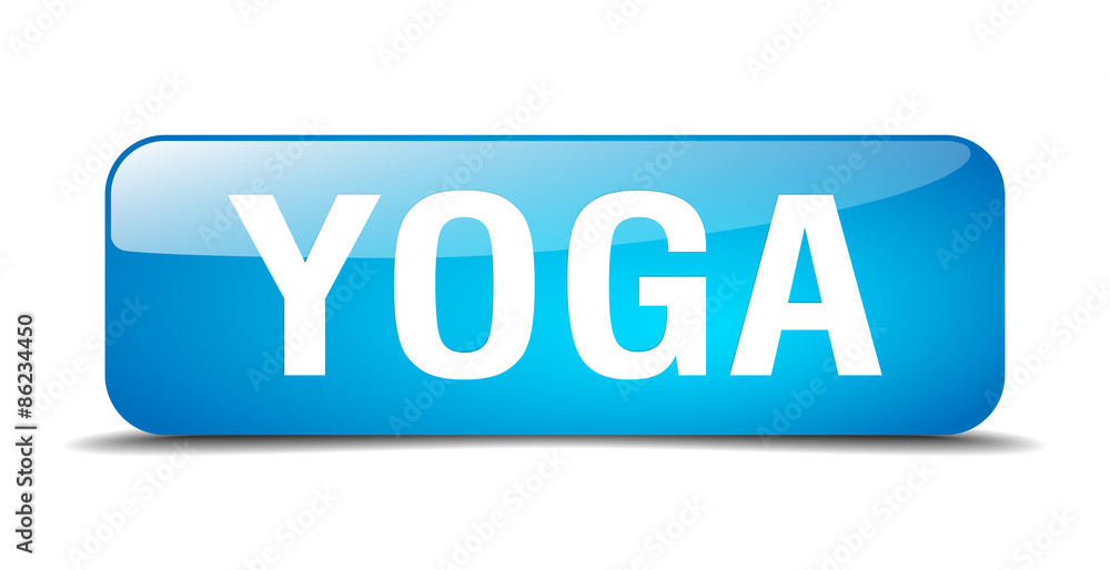 yoga blue square 3d realistic isolated web button yoga blue square 3d realistic isolated web button