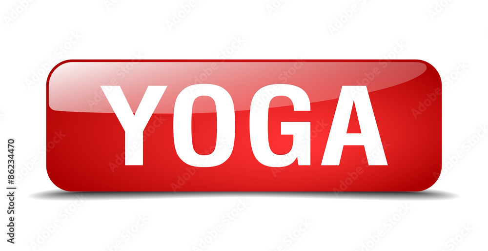 yoga red square 3d realistic isolated web button yoga red square 3d realistic isolated web button