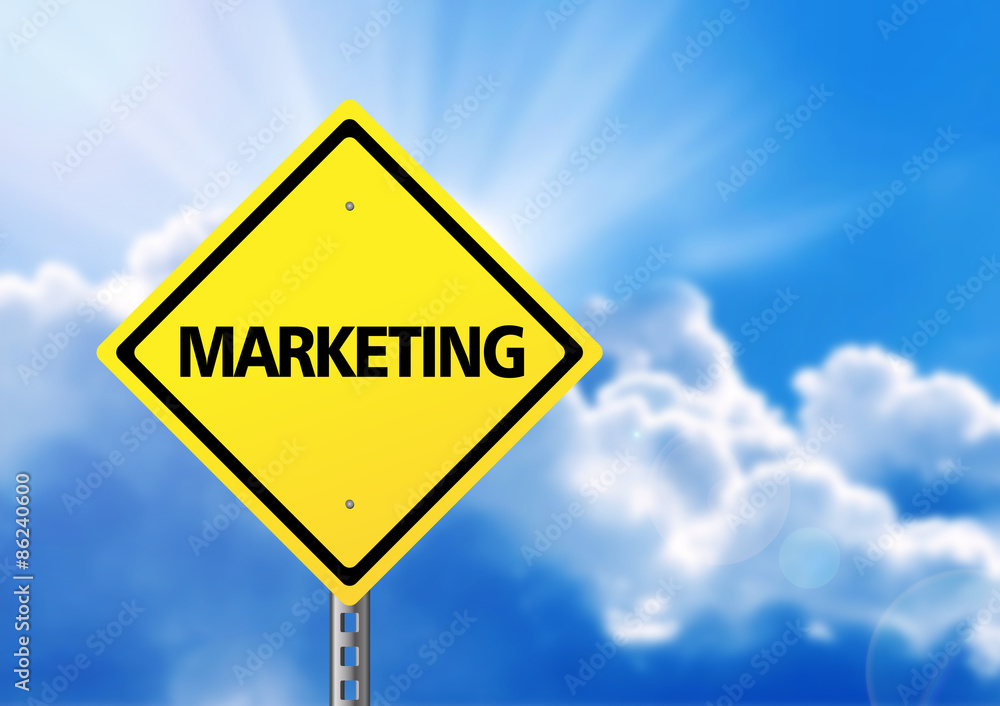 Yellow road sign with text marketing. Yellow road sign with text marketing.