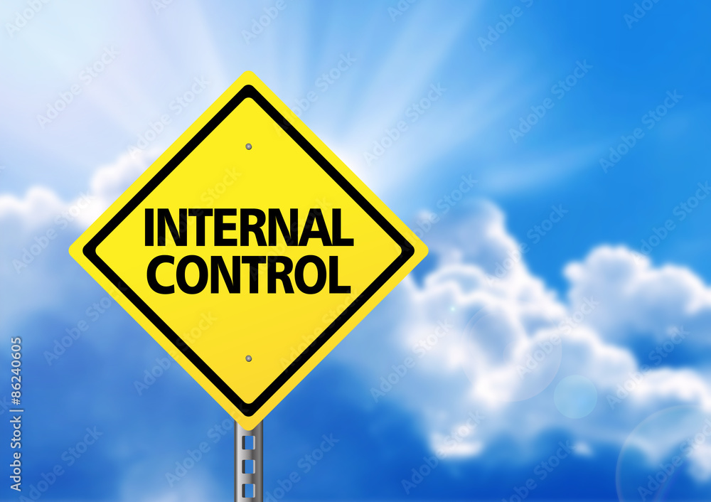Yellow road sign with text internal control. Yellow road sign with text internal control.