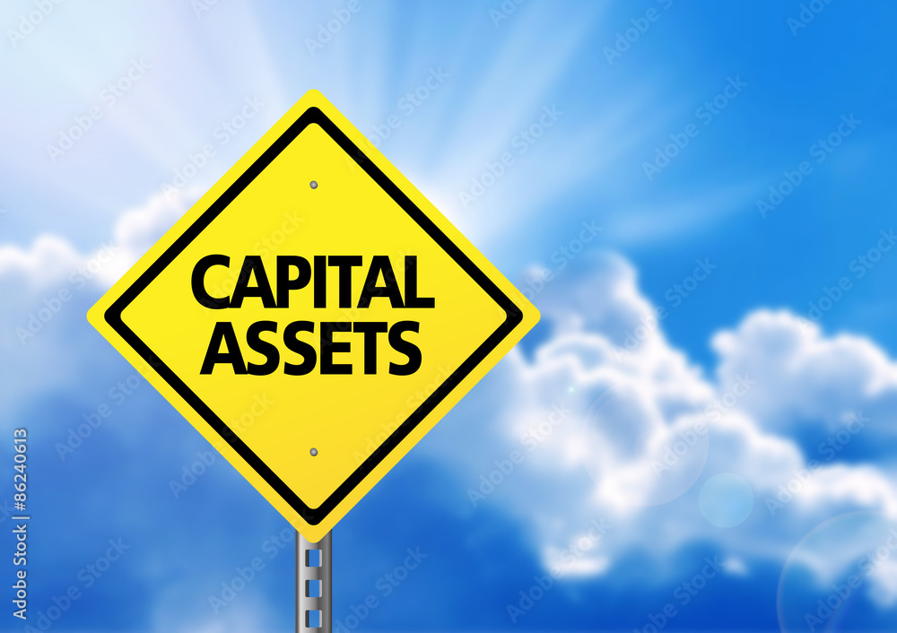 Yellow road sign with text capital assets. Yellow road sign with text capital assets.