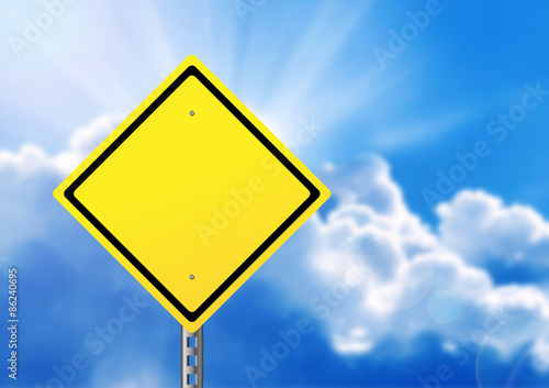 Blank yellow road sign