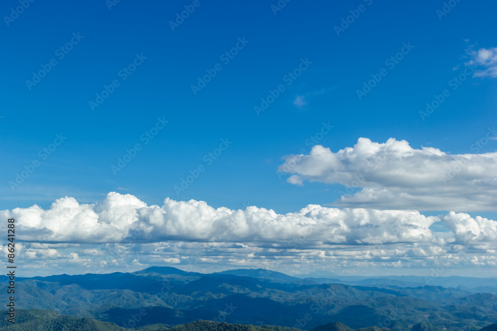 Landscape Mountain and blue sky with clouds
