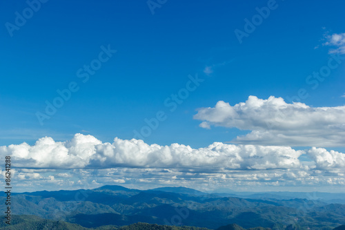Landscape Mountain and blue sky with clouds 
