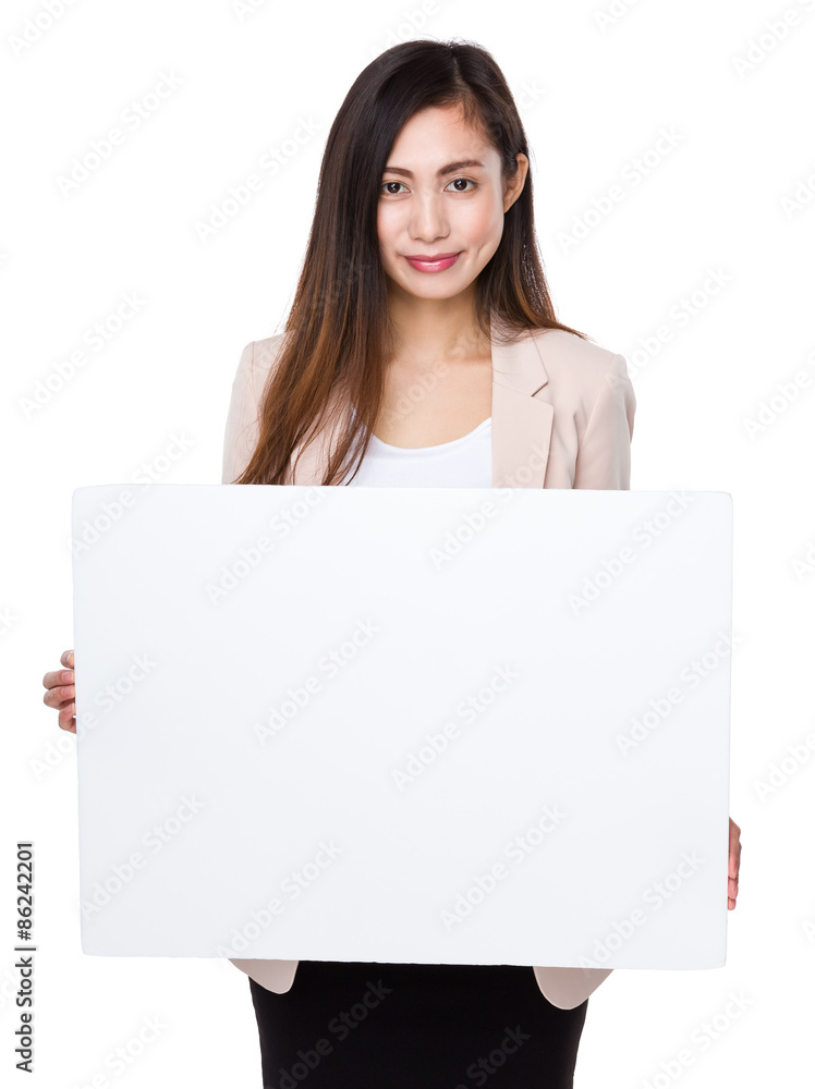 Asian businesswoman show with placard Asian businesswoman show with placard