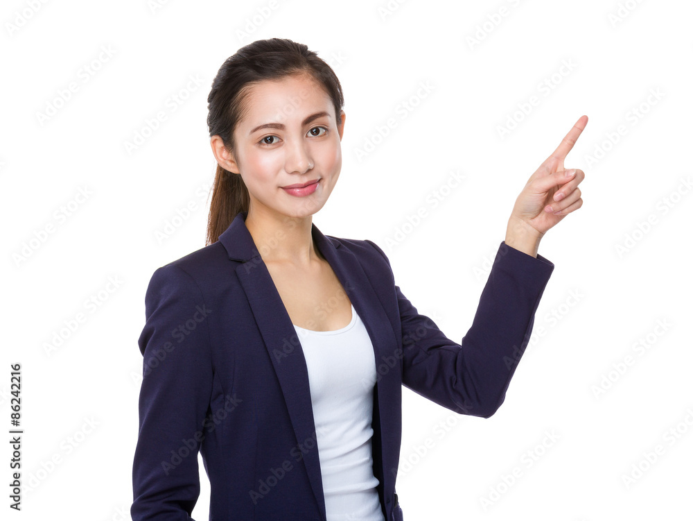 Asian businesswoman with finger point up Asian businesswoman with finger point up