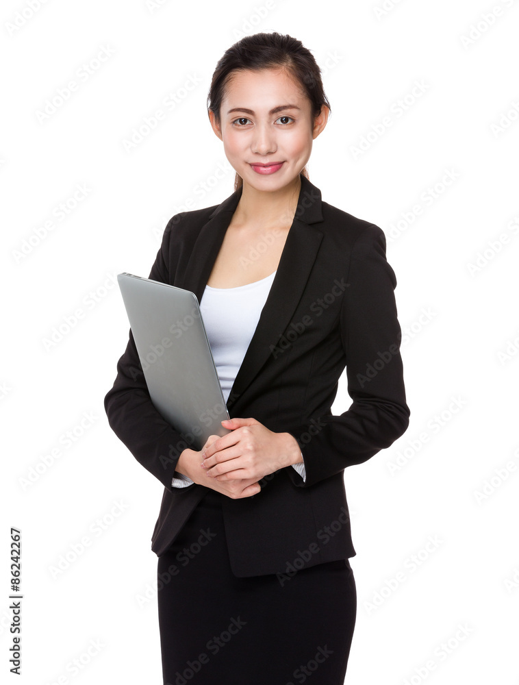 Young Businesswoman hold with laptop computer Young Businesswoman hold with laptop computer