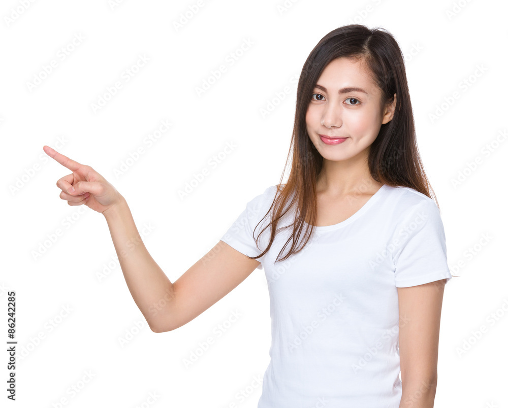 Young student with finger point up Young student with finger point up
