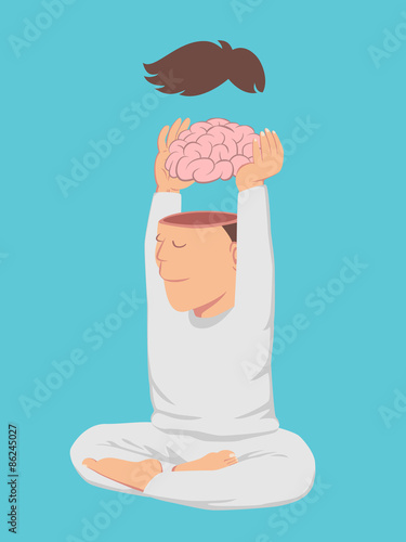 Peaceful man take off his brain