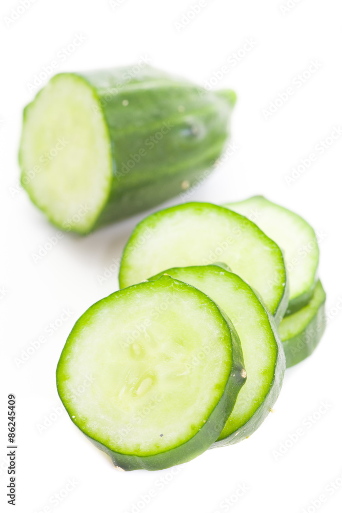 Fresh cucumber slice isolated on white background Fresh cucumber slice isolated on white background