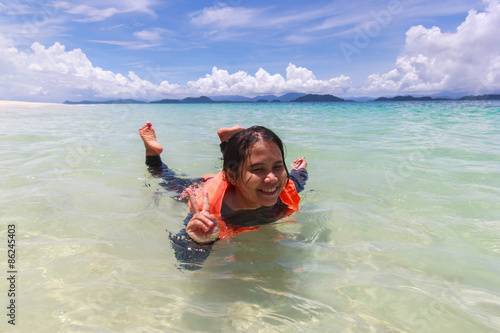 Thai women swimming in the sea andaman at Phang Nga, Thailand © Southtownboy Studio