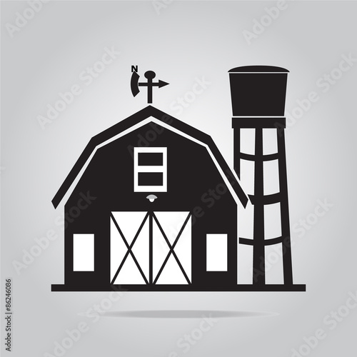 Building icon, barn vector illustration