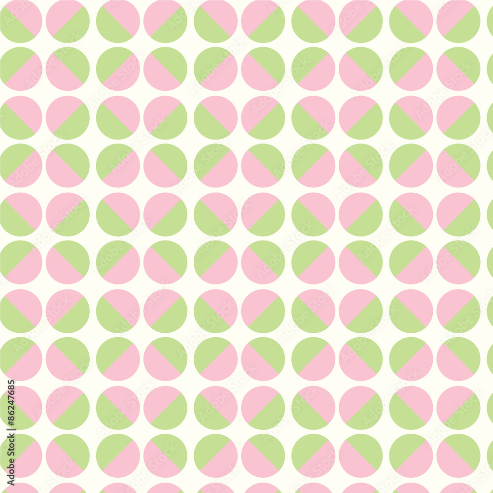 Seamless pattern green and pink geometric circle vector backgrou