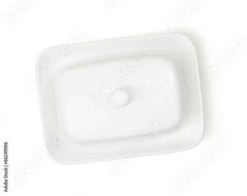 White ceramic butter container