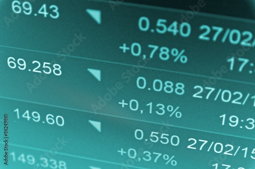 Financial concept. Trading software window on PC screen, close-up.