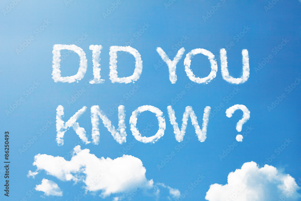 Did you know a cloud word on sky - obrazy, fototapety, plakaty 