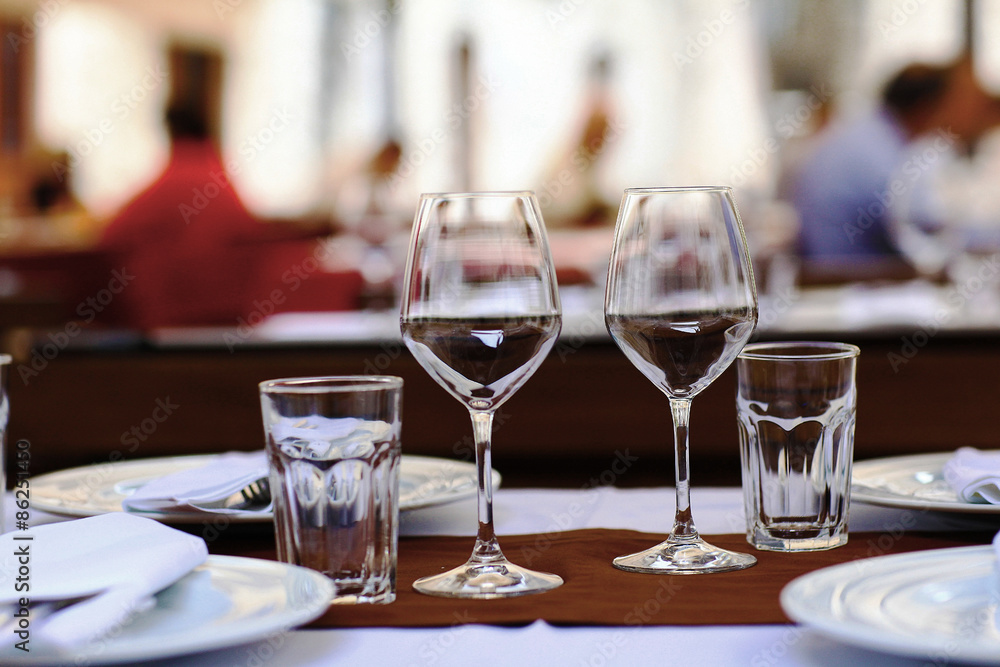 Restaurant table setting glasses background