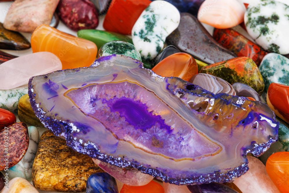 collection of semiprecious natural stones