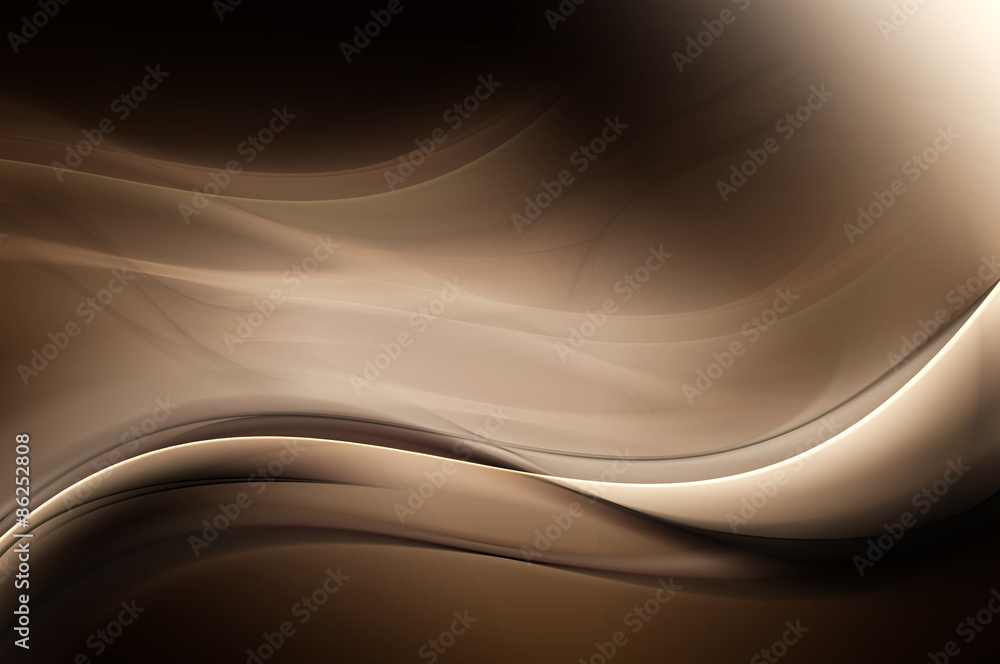 Brown Dark Light Abstract Waves Background - obrazy, fototapety, plakaty 